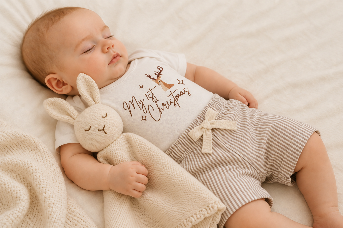 My First Christmas Embroidered Baby Bodysuit
