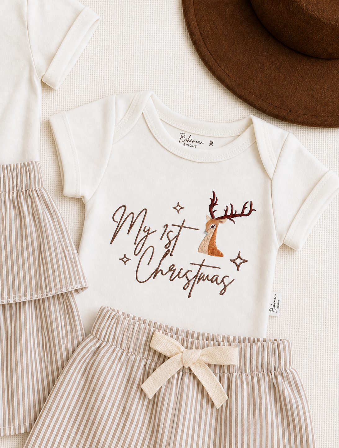 My First Christmas Embroidered Baby Bodysuit