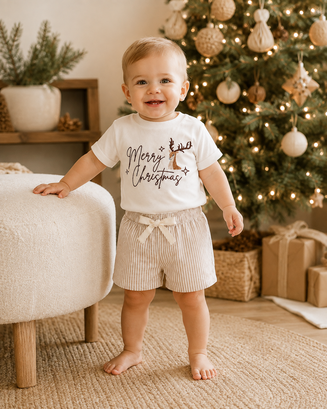 Stripe Shorts | Brown