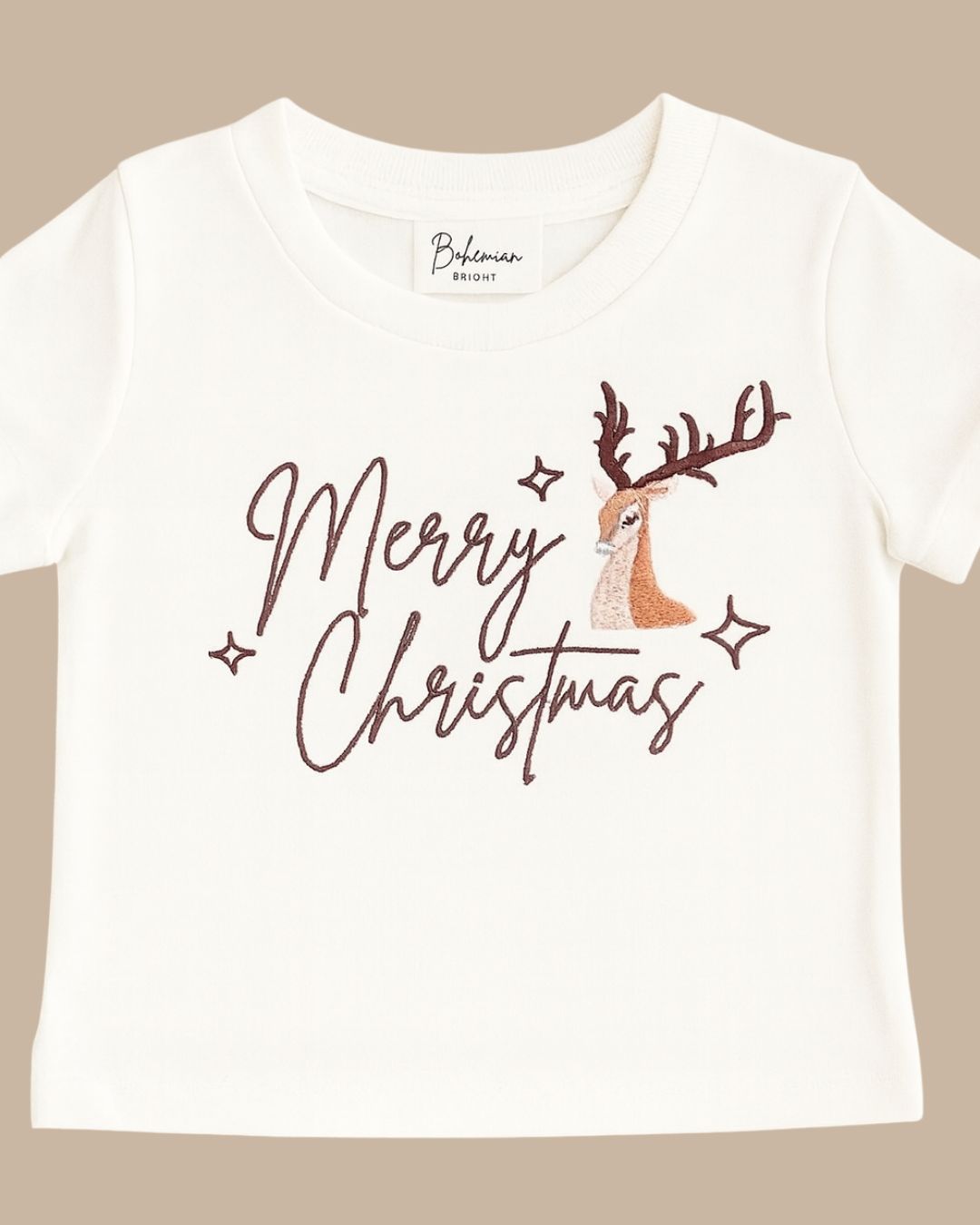 Merry Christmas Reindeer T-Shirt | Bohemian Bright