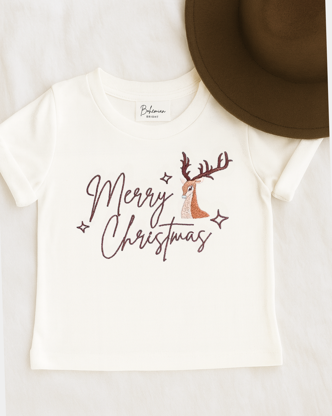 Merry Christmas Reindeer T-Shirt | Bohemian Bright