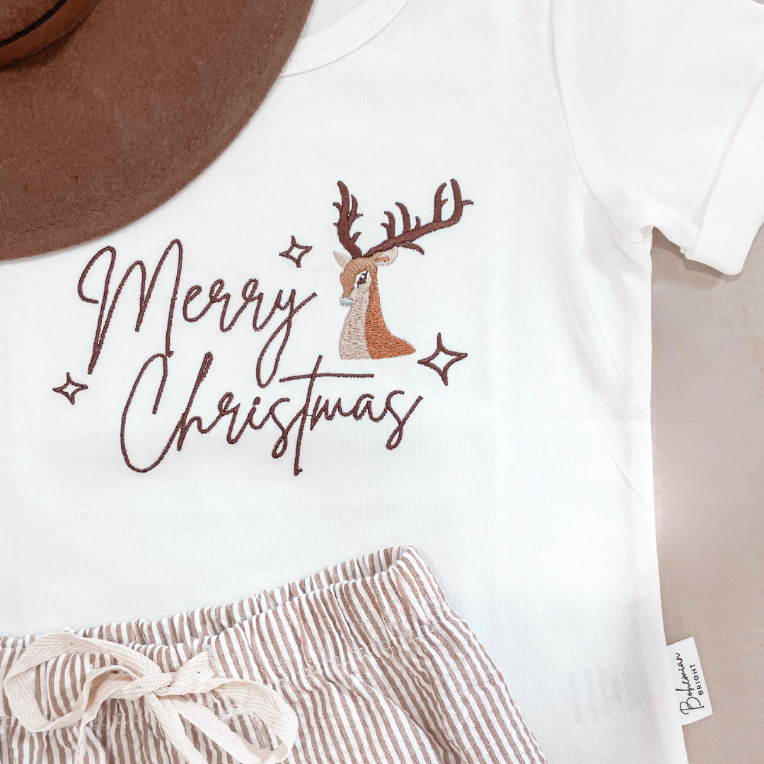 Merry Christmas Reindeer T-Shirt | Bohemian Bright