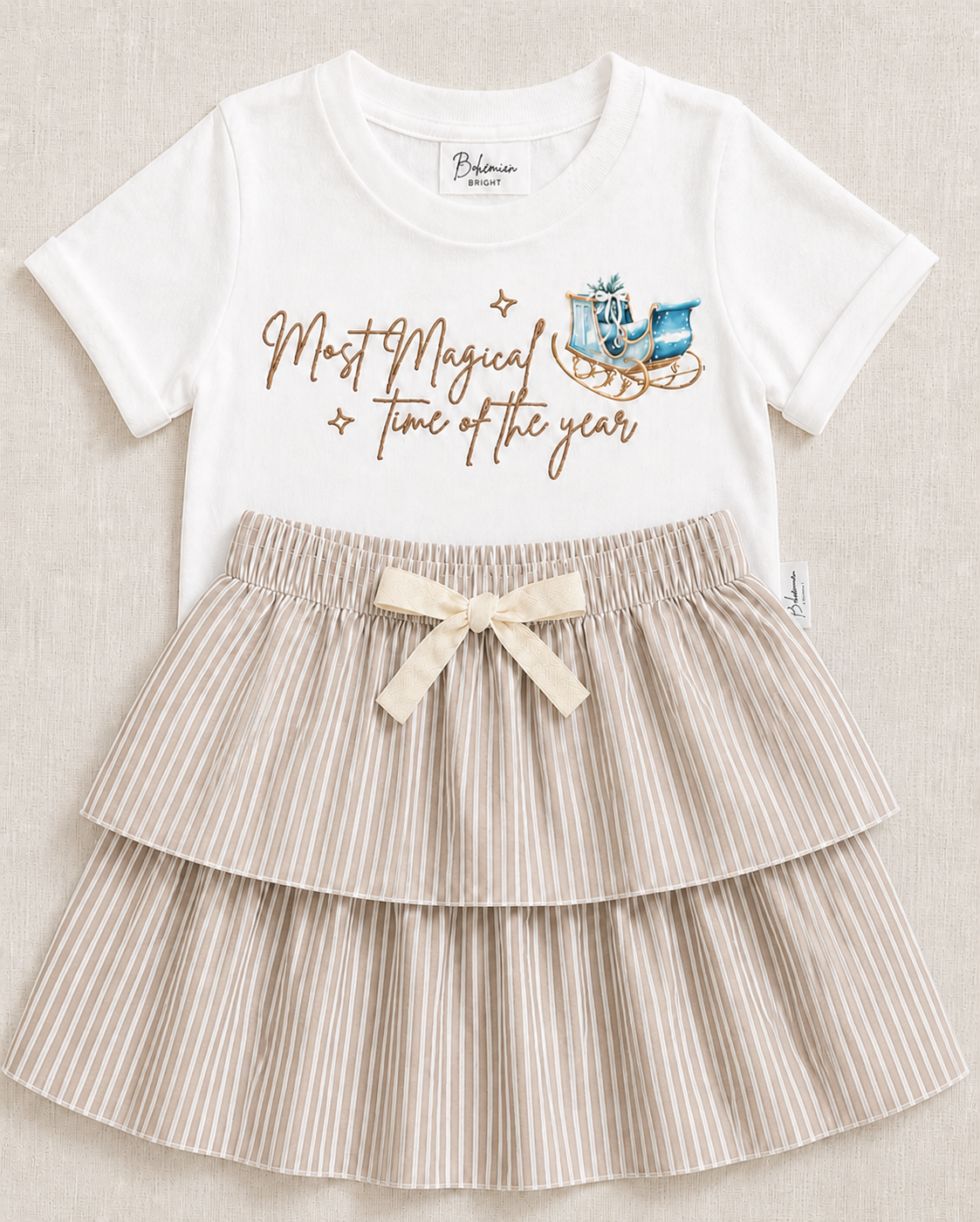 Most Magical Time of the Year Embroidered Sleigh Christmas Kids T- Shirt