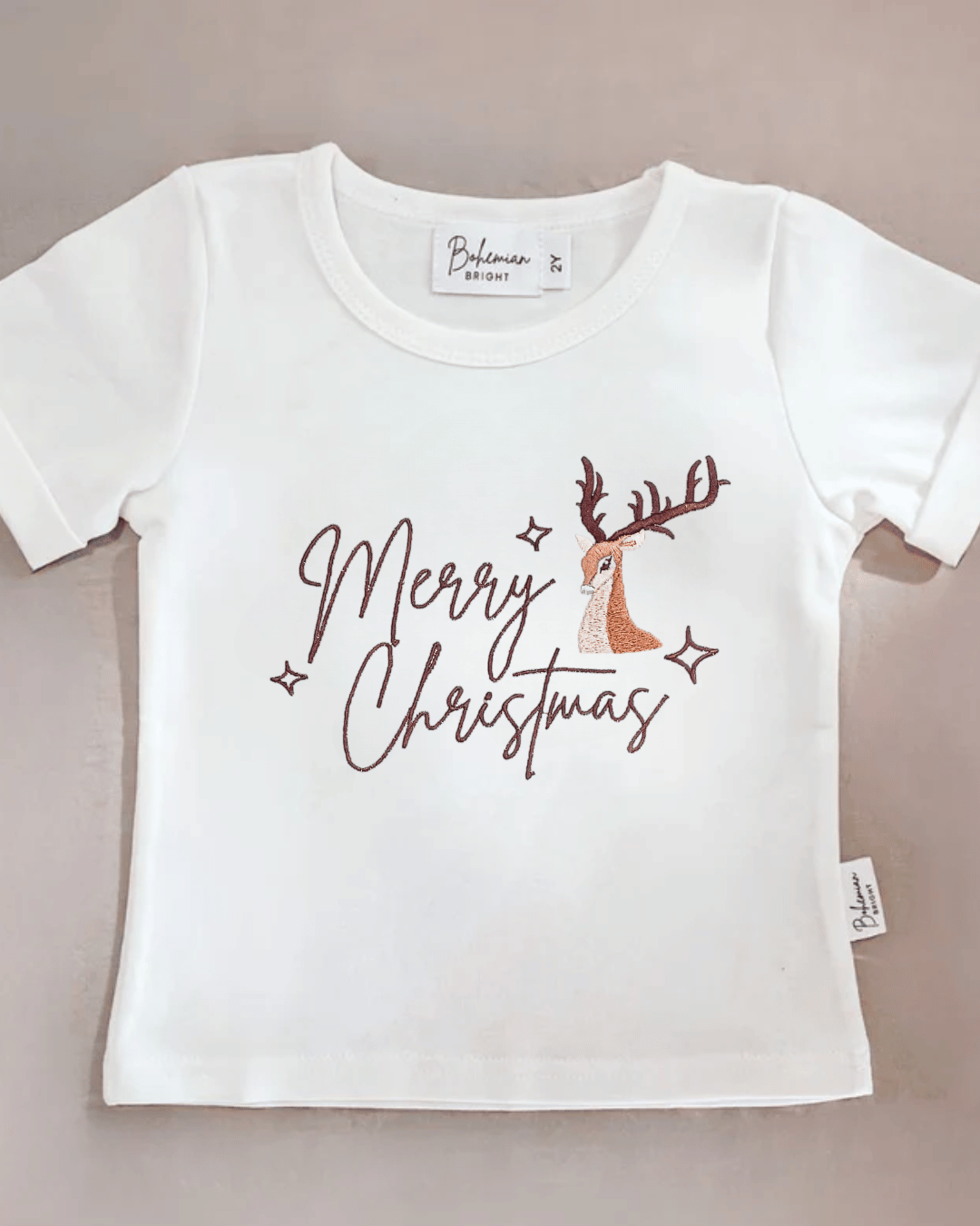 Merry Christmas Reindeer T-Shirt | Bohemian Bright
