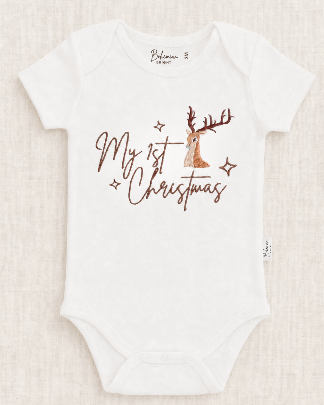 My First Christmas Embroidered Baby Bodysuit