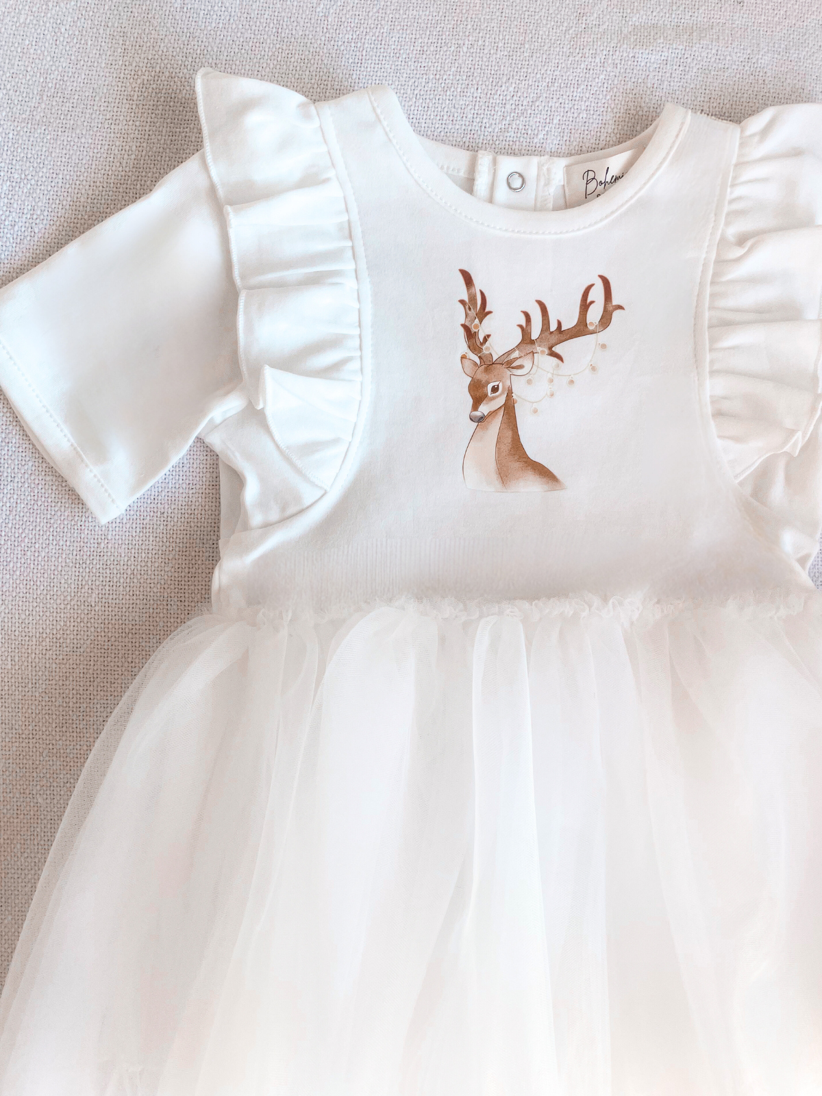 White Christmas Reindeer Dress | Bohemian Bright