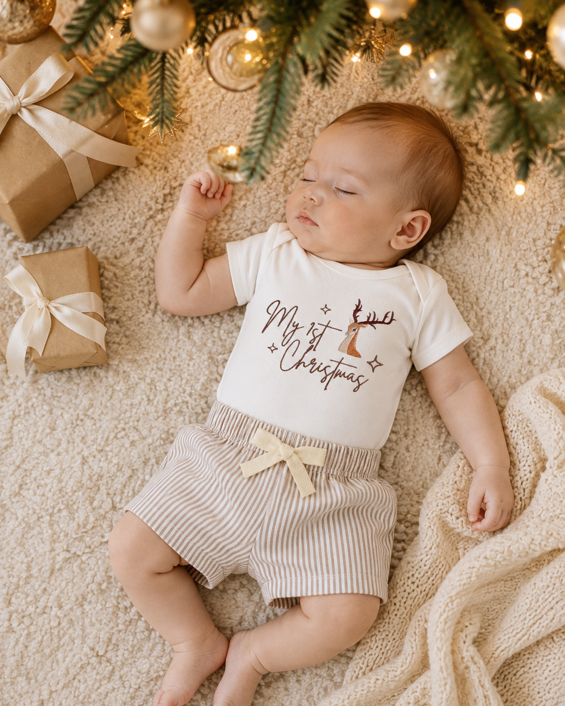 My First Christmas Embroidered Baby Bodysuit