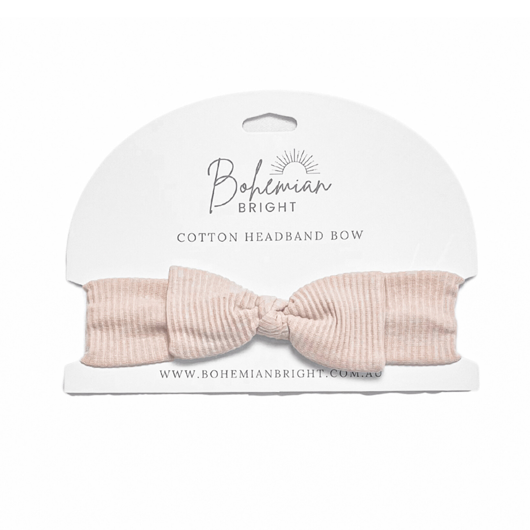 Adjustable Cotton Headband Bow | Sand | Bohemian Bright