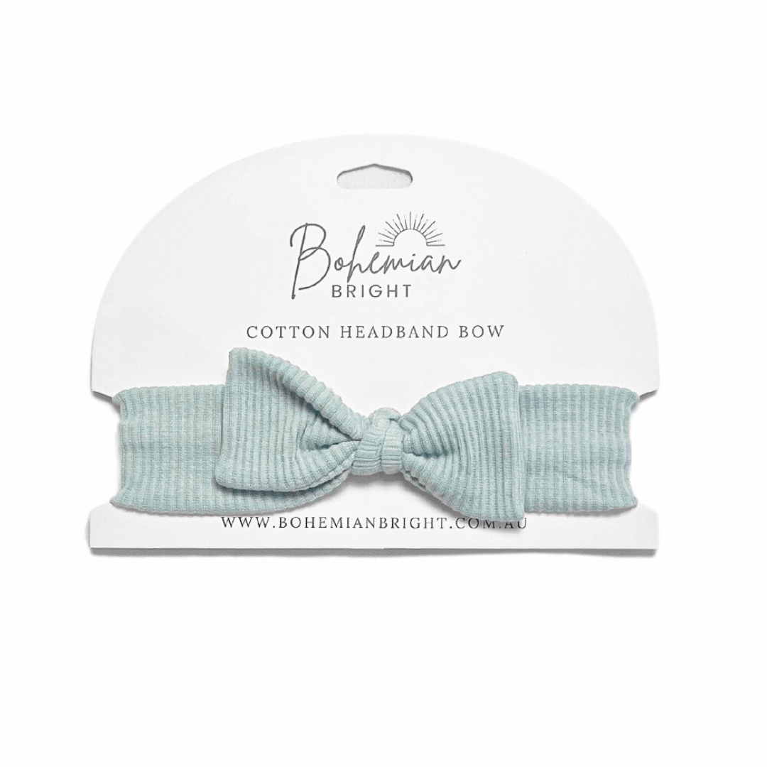 Adjustable Cotton Headband Bow | Ocean Green | Bohemian Bright