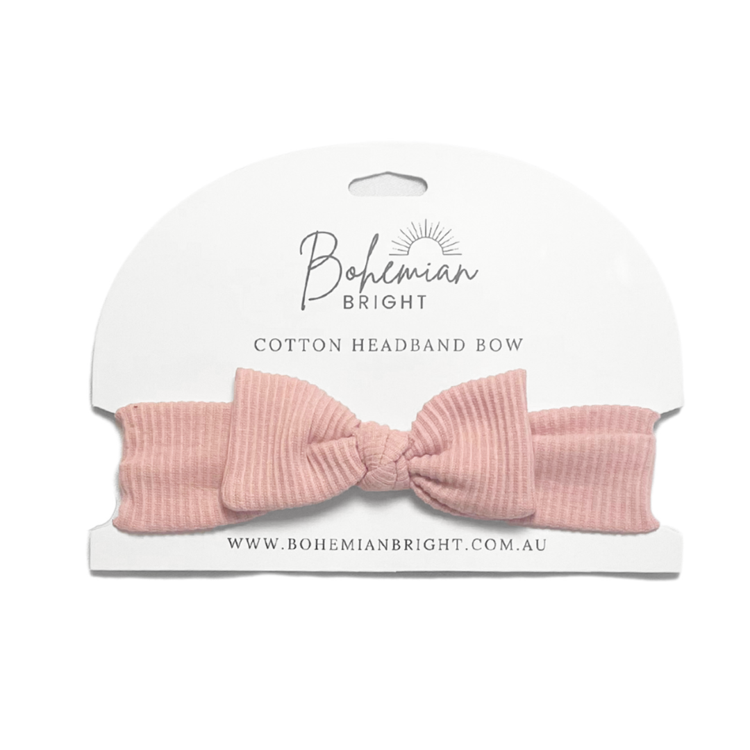 Cotton Baby Headband Bow | Pink | Bohemian Bright