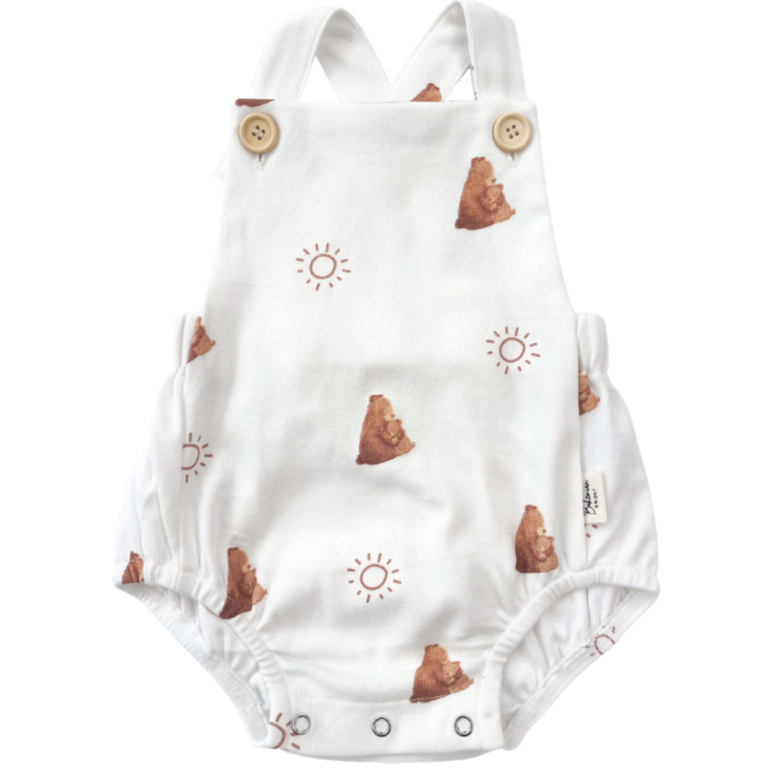 Baby Bear White Play Suit | Bohemian Bright