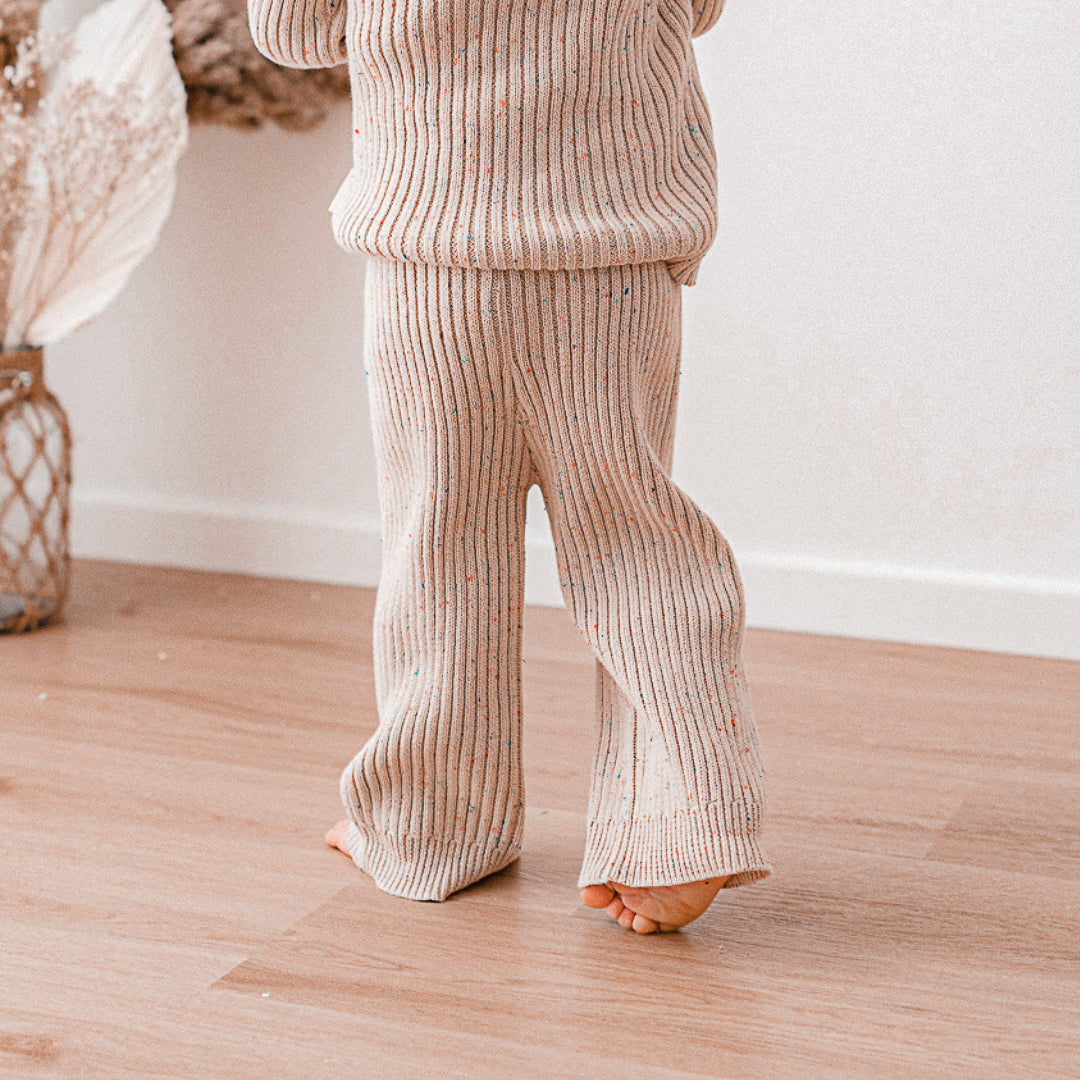 Speckled Wheat Chunky Knit Cropped Pant | Bohemian Bright